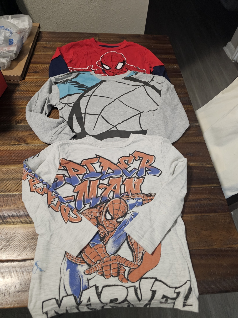 3 Spider-Man Theme Long Sleeve Boys Shirts (Size 4/5 and 5 - Or XS)